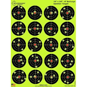 Splatterburst Targets - 18 x 24-4 inch Bullseye Splatter Target - Easily See Your Shots Burst Bright Fluorescent Yellow Upon Impact - Made in USA