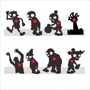 8 Zombie Waterproof Targets, 12 * 16 Inch Different Black Skeleton Targets for Backyard, Field, Range Silhouette Targets with Stakes