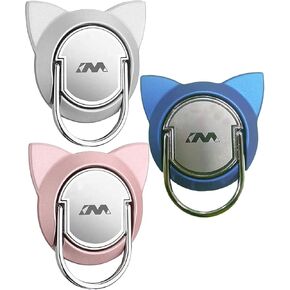Cat Phone Ring Holder for Magnetic Car Mount,Fonessary 360 Rotation Metal Phone Ring Grip Kickstand for Smartphones(3Pack)