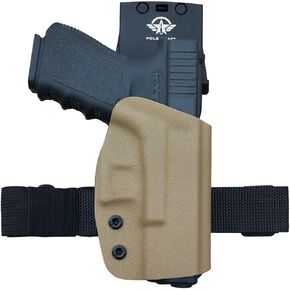 OWB Kydex Holster Fits: Glock 19 19x 23 25 32 44 45 Glock 17 22 31 Glock 26 27 33 (Gen1-5) Pistol - Outside Waistband Carry 1.5-2 Inch Belt Clip - Adj. Width Height Retention Cant, Entrance Widened