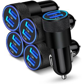 [5pcs] Car Charger Adapter, AILKIN USB Multi Port Cigarette Lighter Fast Charging Power Block plug for iPhone 16 15 14 13 Pro Max, Samsung Galaxy S24 Ultra S8 LG Moto, 3.4A Dual Cargador Carro for Car
