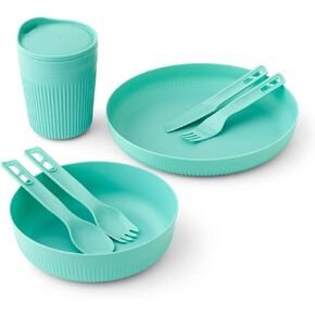 Sea to Summit Passage 1-Person Camping Dinnerware Set, Plate, Bowl, Mug, Utensils, Aqua Sea Blue