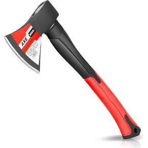 Auto Dynasty 15.3" Axe with Heat-Treated Alloy Steel Fiberglass Handle Fits Efficient Wood and Tree Chopping Use, Red