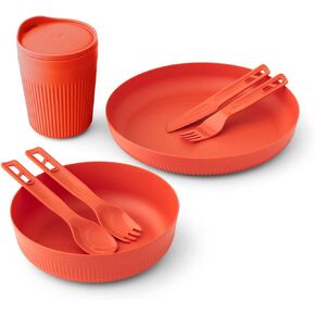 Sea to Summit Passage 1-Person Camping Dinnerware Set, Plate, Bowl, Mug, Utensils, Spicy Orange