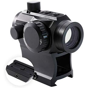 Hiram Green Red Dot Sight 1x20mm Micro Rifle Scope 4 MOA Reflex Sight with Illuminated Reticle and 7 Brightness Levels, 20mm Picatinny Rail Riser Scope Mount, Waterproof Fogproof Tactical Accessory