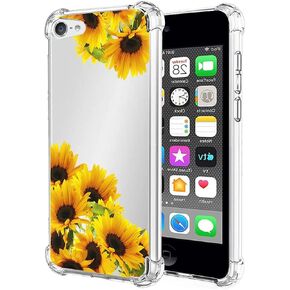 for iPod Touch 6/Touch 5/Touch 7 Case for Girls Women, Cute Clear Slim Shockproof Pattern Soft Flexible TPU Rubber Back Phone Protective Cover Cases for iPod Touch 7 (White Flower)
