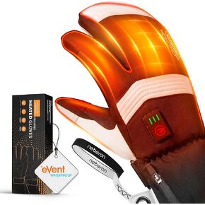 Heated Mittens for Men Women, 7.6V Rechargeable Battery Electric Mittens, Event Waterproof and Breathable Winter Mittens, Perfect for Skiing Snowboarding Motorcycling Hunting Camping