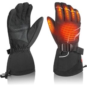Heated Gloves, Unisex Winter Ski Gloves, Rechargeable Electric Heating Mittens Gloves for Skiing Snowboarding Snow Hiking Hunting Winter Outdoor
