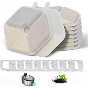 9+9 Filter & Sponges for Smartoo 152oz/4.5L Wireless Cat Water Fountain, ITSCUTE Cat Water Fountain Filter,Triple Filtration Cat Fountain Filter Replacement for Smartoo Replacement Filters