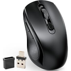 Bluetooth Mouse,USB C Bluetooth Mouse for MacBook air/MacBook pro/mac/Laptop/ipad/Computer/mac/PC,Tablet(Bluetooth 5.2 + Bluetooth 3.0 + 2.4GHz USB +2.4GHz Type-C Receiver) 4 Mode Mouse