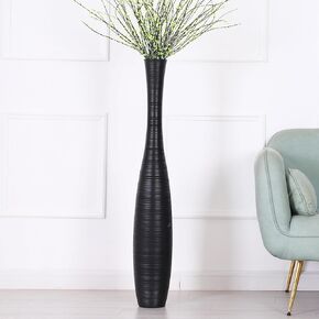 Leewadee Decorative Tall Floor Vase for Living Room Decor, 26 inches, Black, Resin