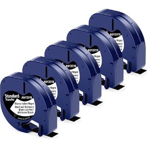Label KINGDOM Compatible with DYMO LetraTag Refills Plastic Transparent Label Maker Tape, Replacement for DYMO Label Maker Refills Clear 16952 for DYMO LetraTag LT-100H LT-100T QX50, 12mm x 4m, 5-Pack