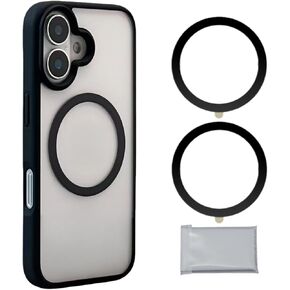 2 Black for MagSafe Sticker,Compatible with MagSafe Accessories,Universal Magnetic Wireless Charger Metal Ring Conversion Kit for iPhone16/15/14/13/12,GalaxyS23/22/21,Google Pixel8/7/6/5Series