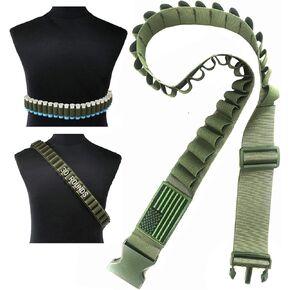 Yazilai Shotgun Shell Bullet Bandolier Belt Pump Shotgun Shell Holder Peppergun Bandoleer 30 Rounds
