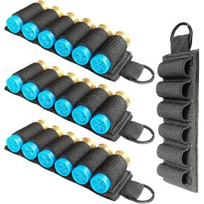 12 Gauge Shell Holder, Shotgun Shell Holder with Adhesive Back Sticker, Mollle Shotgun Cartridge Card for Buttstock, 12ga Ammo Carrier, Side Saddle Shell Organizer 4 Pack - Black