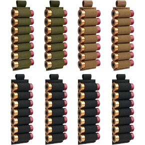 8 Packs 7 Rounds Shell Card Holder | Buttstock Shell Holder | 12/20 Ga Side Saddle Shell Carrier for Rifle Shotgun Cartridge | with Molle Utility Pouch Hook and Loop