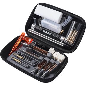 Gun Cleaning kit Pistol Rifle Handgun - Cleaner for .22, 357, 40, 45, 9mm, 223, 5.56 Caliber with Portable Case, Bronze Bore Brush, Chamber Brush, Brass Jag, Steel Pick, Patch Holder, Steel Rod