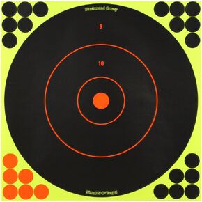BIRCHWOOD CASEY Shoot-N-C 12" Bull's-Eye Reactive Targets - Highly Visible Instant Feedback Self-Adhesive Shooting Targets with Repair Pasters - for All Guns & Calibers