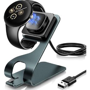Charger Stand for Google Pixel Watch 2/ Pixel Watch 3 45mm 41mm& Fitbit Sense/Sense 2/Versa 3/4, Magnetic Charging Station Dock for Smartwatch Accessories with 4.9ft USB Cord (Not for Pixel Watch 1)