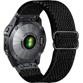 Olytop Fenix 7/Fenix 6/Fenix 5/epix 2 Watch Bands, 22mm Quick Easy Fit Elastic Nylon Replacement Wristband Stretchy Strap for Garmin Instinct, Fenix 6 Pro/Sapphire, Fenix 5 Plus Smartwatch, Wave Black