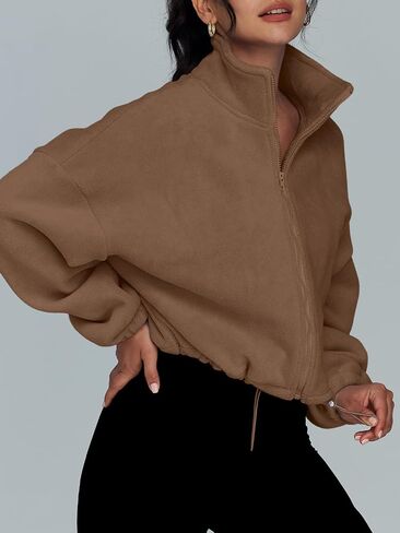 AUTOMET Womens Fleece Jackets Zip Up Oversized Sweatshirts Winter Clothes Long Sleeve Crop Sherpa Fall Outfits Fashion in Saudi Arabia