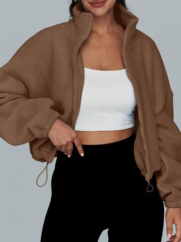AUTOMET Womens Fleece Jackets Zip Up Oversized Sweatshirts Winter Clothes Long Sleeve Crop Sherpa Fall Outfits Fashion in Saudi Arabia