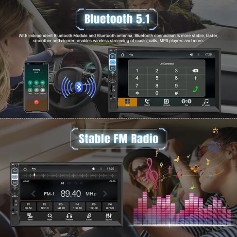 Naifay Double Din Car Stereo with Carplay Android Auto Voice Control, 7inch HD Touch Screen Car Radio Bluetooth, Car Audio Receivers, MirrorLink, SWC, FM Radio, USB/AUX/TF/Subwoofer in Saudi Arabia