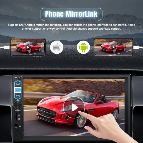 Naifay Double Din Car Stereo with Carplay Android Auto Voice Control, 7inch HD Touch Screen Car Radio Bluetooth, Car Audio Receivers, MirrorLink, SWC, FM Radio, USB/AUX/TF/Subwoofer in Saudi Arabia