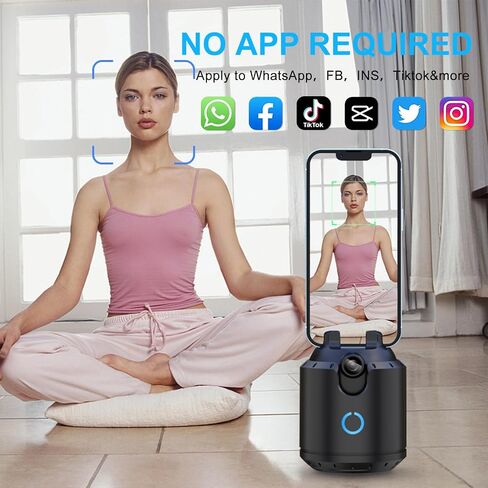 Auto Face Tracking Tripod 360°Rotation,2-Axis Auto Tracking Phone Holder,No App,Phone Camera Stand with Gesture Control,Rechargeable Smart Phone Stand for Live Vlog Video Streaming,Black in Saudi Arabia