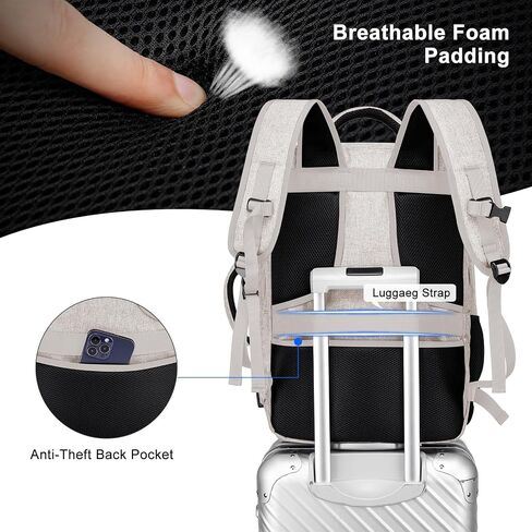 Travel Backpack for Men and Women, 40L Extra Large Flight Approved Carry on Backpack with Sturdy Zipper, 17.3 Inch Laptop Backpack with USB Charger Port & Luggage Sleeve, School Backpack, Black in Saudi Arabia