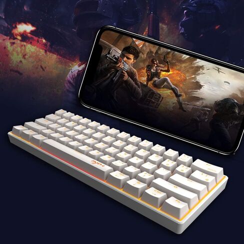 PXN K30 60% Mechanical Keyboard Wireless Mobile Gaming Keyboard Backlit Wired LED Mini Compact Keyboards Compatible with Android PC Laptop (White) in Kuwait