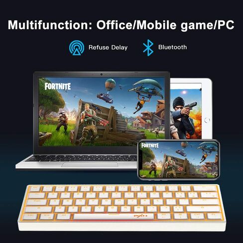PXN K30 60% Mechanical Keyboard Wireless Mobile Gaming Keyboard Backlit Wired LED Mini Compact Keyboards Compatible with Android PC Laptop (White) in Kuwait