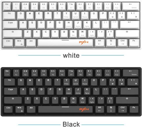 PXN K30 60% Mechanical Keyboard Wireless Mobile Gaming Keyboard Backlit Wired LED Mini Compact Keyboards Compatible with Android PC Laptop (White) in Kuwait