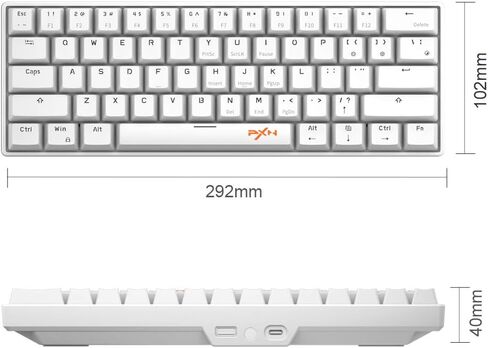 PXN K30 60% Mechanical Keyboard Wireless Mobile Gaming Keyboard Backlit Wired LED Mini Compact Keyboards Compatible with Android PC Laptop (White) in Kuwait