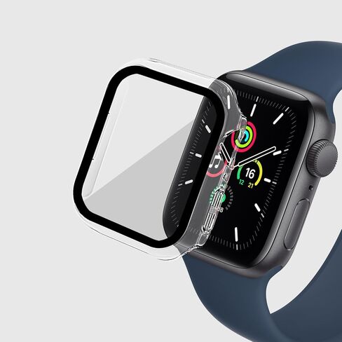 2 In 1 Design Hard PC Case with Tempered Glass Screen Protector for Apple Watch 7/8/9,Ultra-Thin Scratch Resistant Smartwatch Cover for iWatch 45mm Accessories - Green in Kuwait