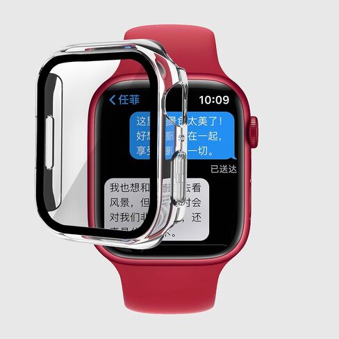 2 In 1 Design Hard PC Case with Tempered Glass Screen Protector for Apple Watch 7/8/9,Ultra-Thin Scratch Resistant Smartwatch Cover for iWatch 45mm Accessories - Green in Kuwait