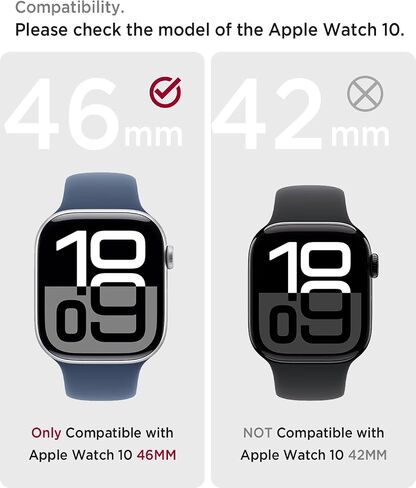 Miimall Tempered Glass Case Compatible for Apple Watch Series 10 (2024) 46mm, Hard PC Screen Protector Protection Ultra-Thin Lightweight Anti-Scratch Full Protective Cover for iWatch 46mm, Red in Saudi Arabia