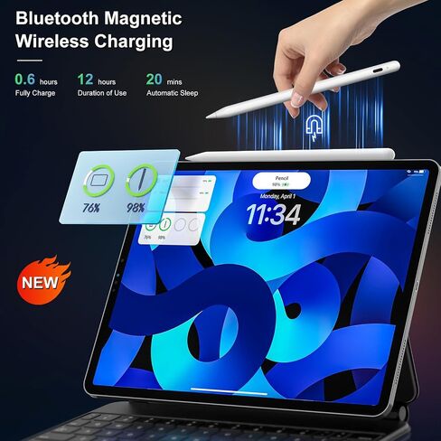 قلم شحن لاسلكي من الجيل الثاني، قلم لجهاز iPad من الجيل الثاني قلم لمس لجهاز iPad Pro مع حساسية إمالة لرفض راحة اليد، قلم لجهاز iPad متوافق مع iPad/Mini/Air/Pro 11"&12.9" in Kuwait