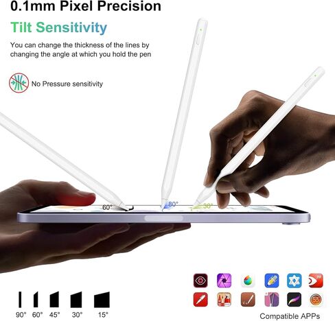قلم شحن لاسلكي من الجيل الثاني، قلم لجهاز iPad من الجيل الثاني قلم لمس لجهاز iPad Pro مع حساسية إمالة لرفض راحة اليد، قلم لجهاز iPad متوافق مع iPad/Mini/Air/Pro 11"&12.9" in Kuwait