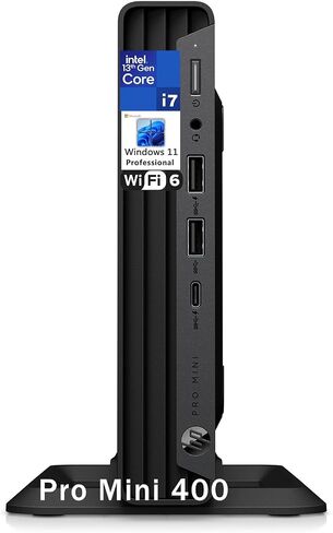 كمبيوتر مكتبي HP Pro Mini 400 G9 Business Mini PC، الجيل الثالث عشر Intel 16-Core i7-13700T، ذاكرة الوصول العشوائي DDR4 سعة 64 جيجابايت، 1 تيرابايت PCIe SSD، WiFi 6، بلوتوث 5.2، RJ-45، DisplayPort، HDMI، Windows 11 Pro Vent-HEA in Saudi Arabia