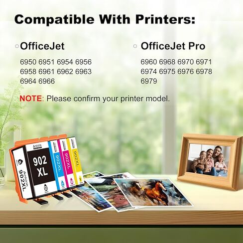 خرطوشة حبر 902 XL متوافقة مع HP 902XL HP902 (لون أسود، 4 عبوات كومبو) تعمل مع OfficeJet Pro 6978 6958 6968 6962 OfficeJet 6970 6975 6960 6950 6954 6951 6956 6961 6963 6964 6966 الطابعات in Kuwait
