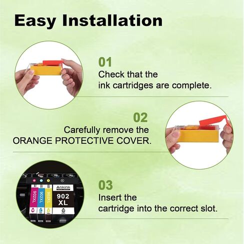 خرطوشة حبر 902 XL متوافقة مع HP 902XL HP902 (لون أسود، 4 عبوات كومبو) تعمل مع OfficeJet Pro 6978 6958 6968 6962 OfficeJet 6970 6975 6960 6950 6954 6951 6956 6961 6963 6964 6966 الطابعات in Kuwait