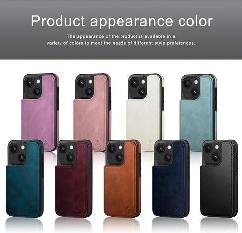 Designed for iPhone 15 Case Wallet, Card Holder Case with [2 Screen Protectors][Magnetic Clasp Folio Cover][RFID Blocking Leather] Shockproof Women Men Cases 6.1" for Apple 15 Light Brown in Saudi Arabia