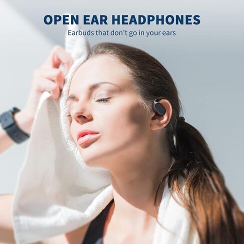 Open Ear Headphones, Bluetooth 5.3 Wireless Air Conduction Headphones Built-in Mic with Ear Hooks & LED Display Charging Case, 40H Playtime Earbuds IPX6 Waterproof for Running Fitness (Black) in Saudi Arabia