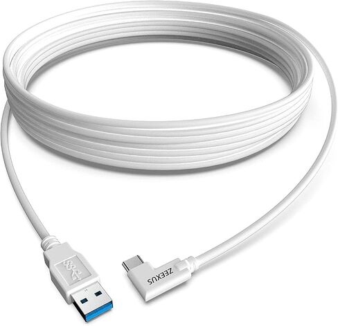 USB-A to USB-C Cable - 15 FT Long USB C Cable - Compatible with Meta/Oculus Quest 3, Quest2/Pro/Pico4, PC/Steam VR - Charger Cord 90 Degree Angled - USB 3.2 Gen1 5gbps in Saudi Arabia