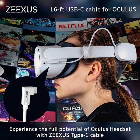 USB-A to USB-C Cable - 15 FT Long USB C Cable - Compatible with Meta/Oculus Quest 3, Quest2/Pro/Pico4, PC/Steam VR - Charger Cord 90 Degree Angled - USB 3.2 Gen1 5gbps in Saudi Arabia