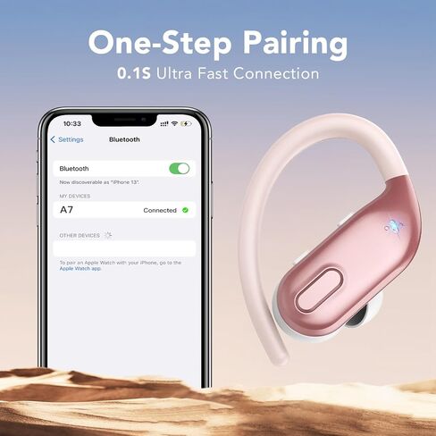 Bluetooth Headphones Wireless Earbuds 80Hrs Playtime with LED Charging Case Sports Ear Buds with Earhook Deep Bass IPX7 Waterproof Over-Ear Earphones Built-in Mic for Exercise Running Black in Saudi Arabia