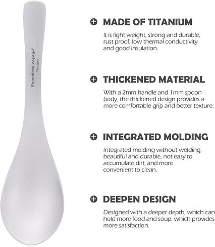 iBasingo Titanium Spoon with Big Bowl Ultralight Durable for Outdoor Camping Picnic BBQ Eating Soup Spoon Flatware Utensils 15.5cm Ti1067T 1 PC in Kuwait