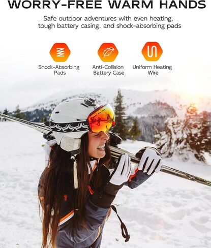 Heated Mittens for Men Women, 7.6V Rechargeable Battery Electric Mittens, Event Waterproof and Breathable Winter Mittens, Perfect for Skiing Snowboarding Motorcycling Hunting Camping in Saudi Arabia