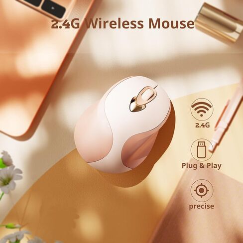 Wireless Mouse,2.4G Rechargeable Ergonomic Mouse with Silent Click,3 Level DPI Portable Mouse for Laptop, Computer(Pink) in Kuwait